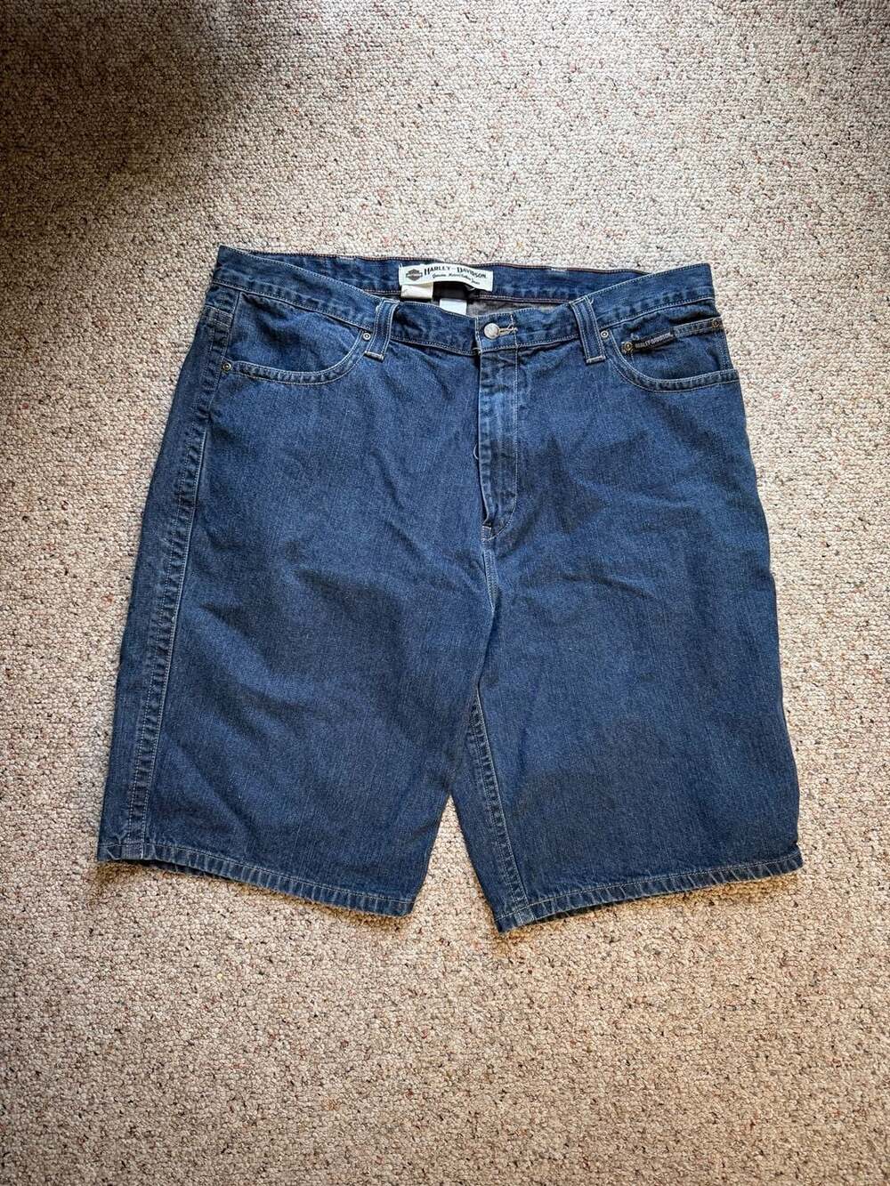 Harley-Davidson‎ Genuine MotorClothes Blue Denim Cargo Shorts Size 40